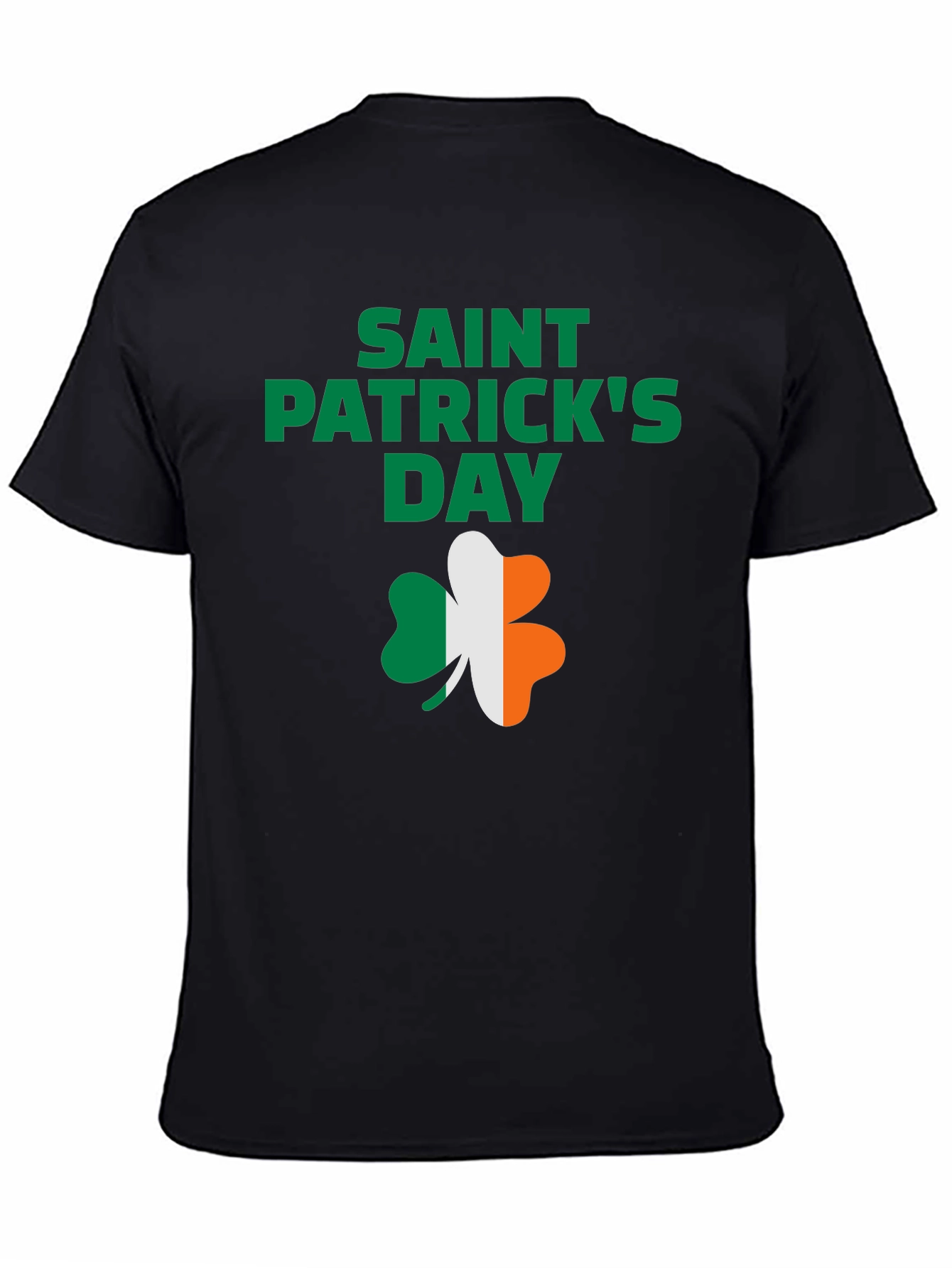 St. Patricks Day Black T-Shirt with Shamrock Design