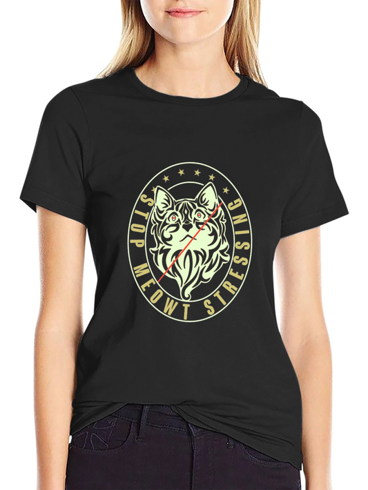 Stop Meowt Stressing Black T-Shirt