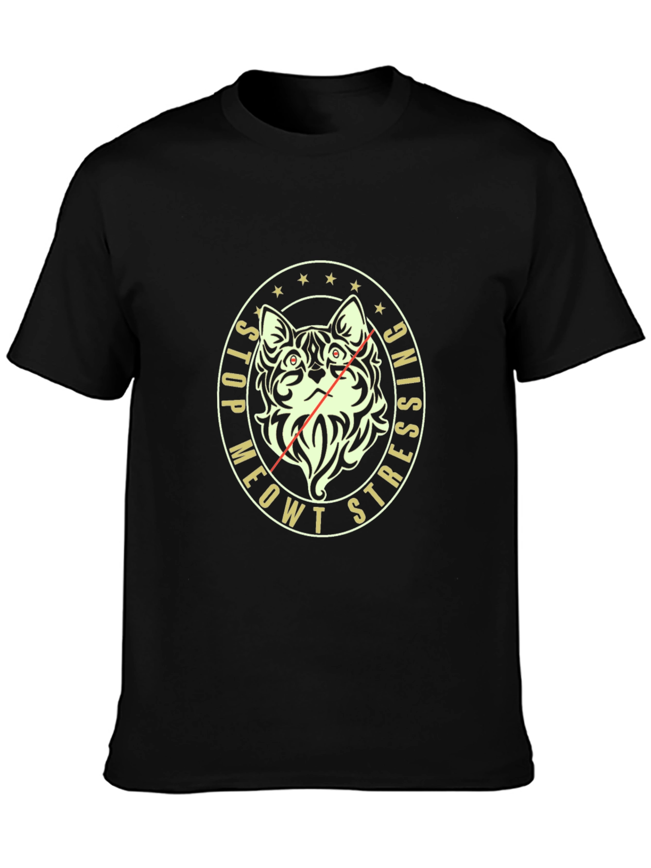 Stop Meowt Stressing Black T-Shirt