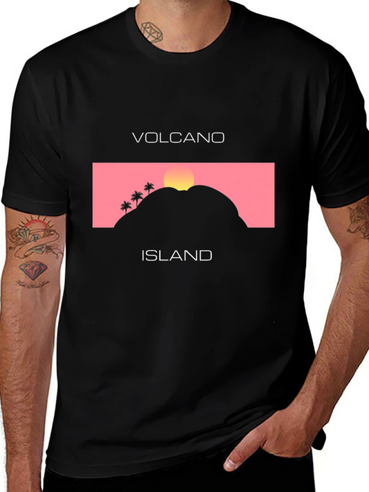 Volcano Island Graphic Tee - Stylish Unisex T-Shirt
