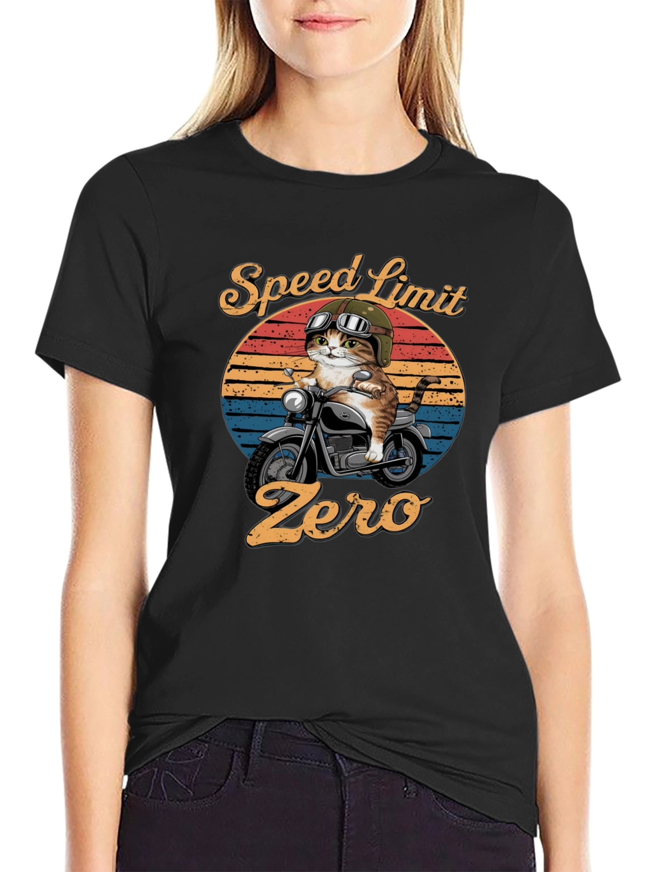 Speed Limit Zero Cat Biker T-Shirt