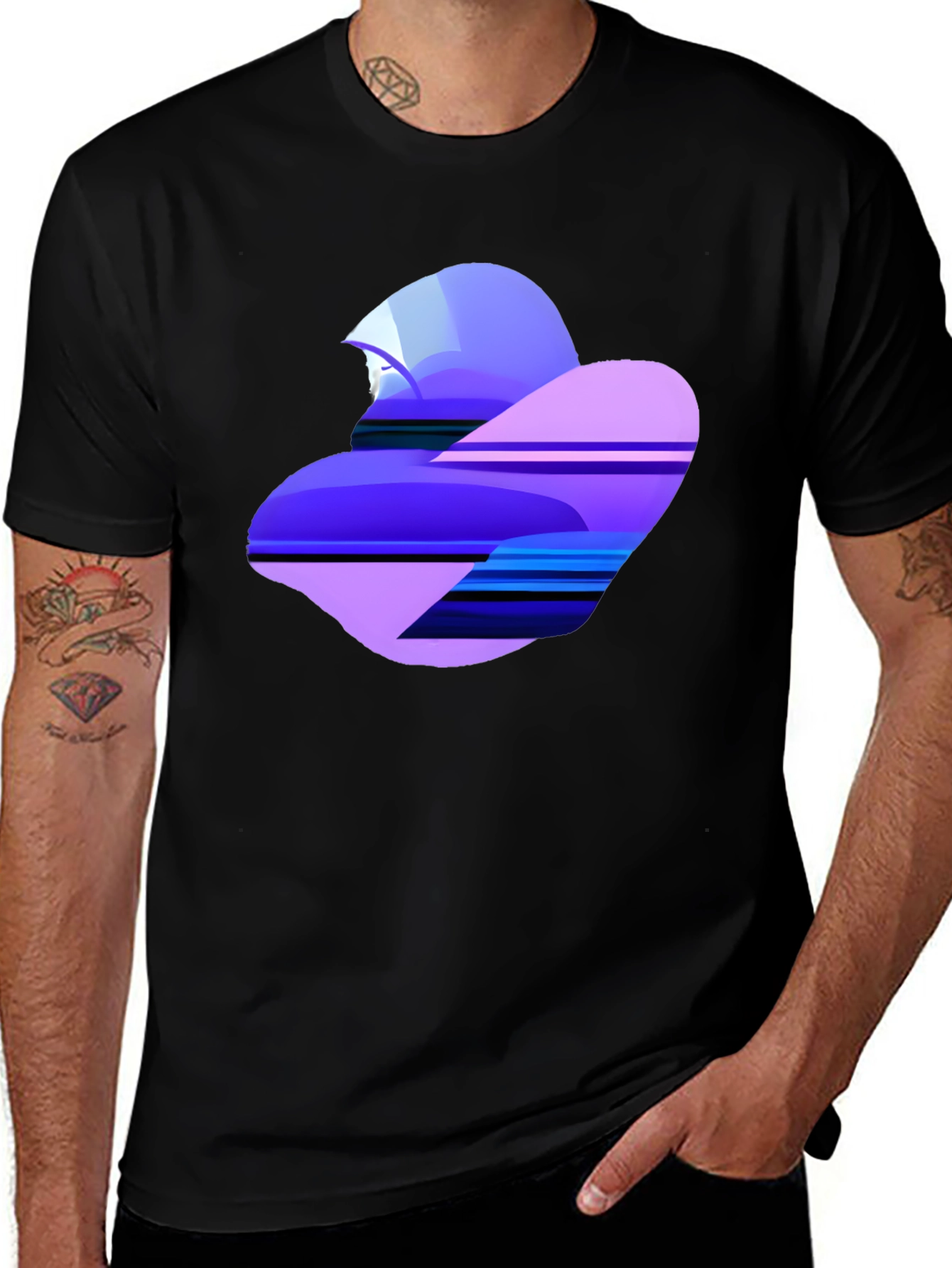 Abstract Heart Graphic Tee - Soft Black Cotton