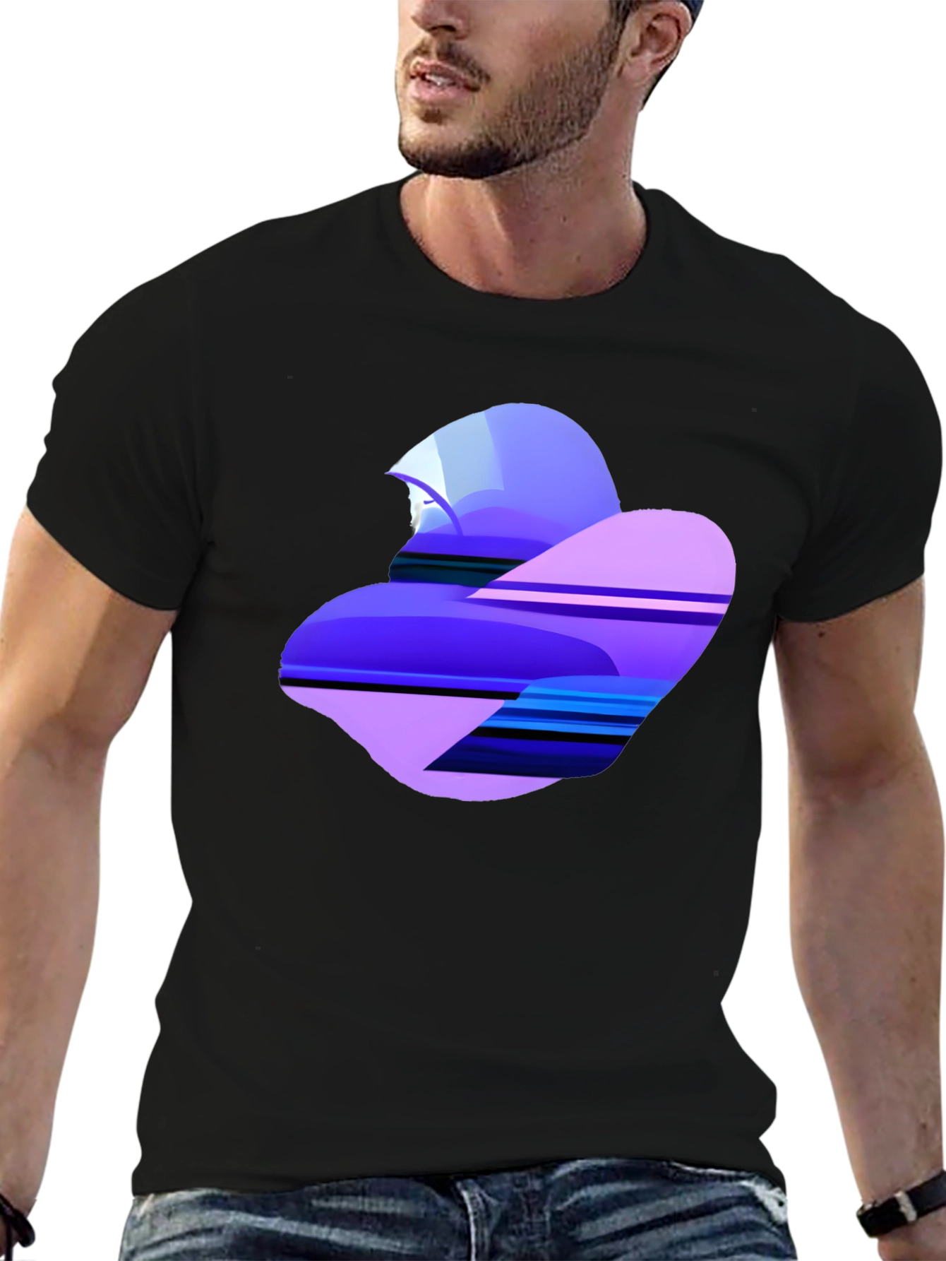 Abstract Heart Graphic Tee - Soft Black Cotton