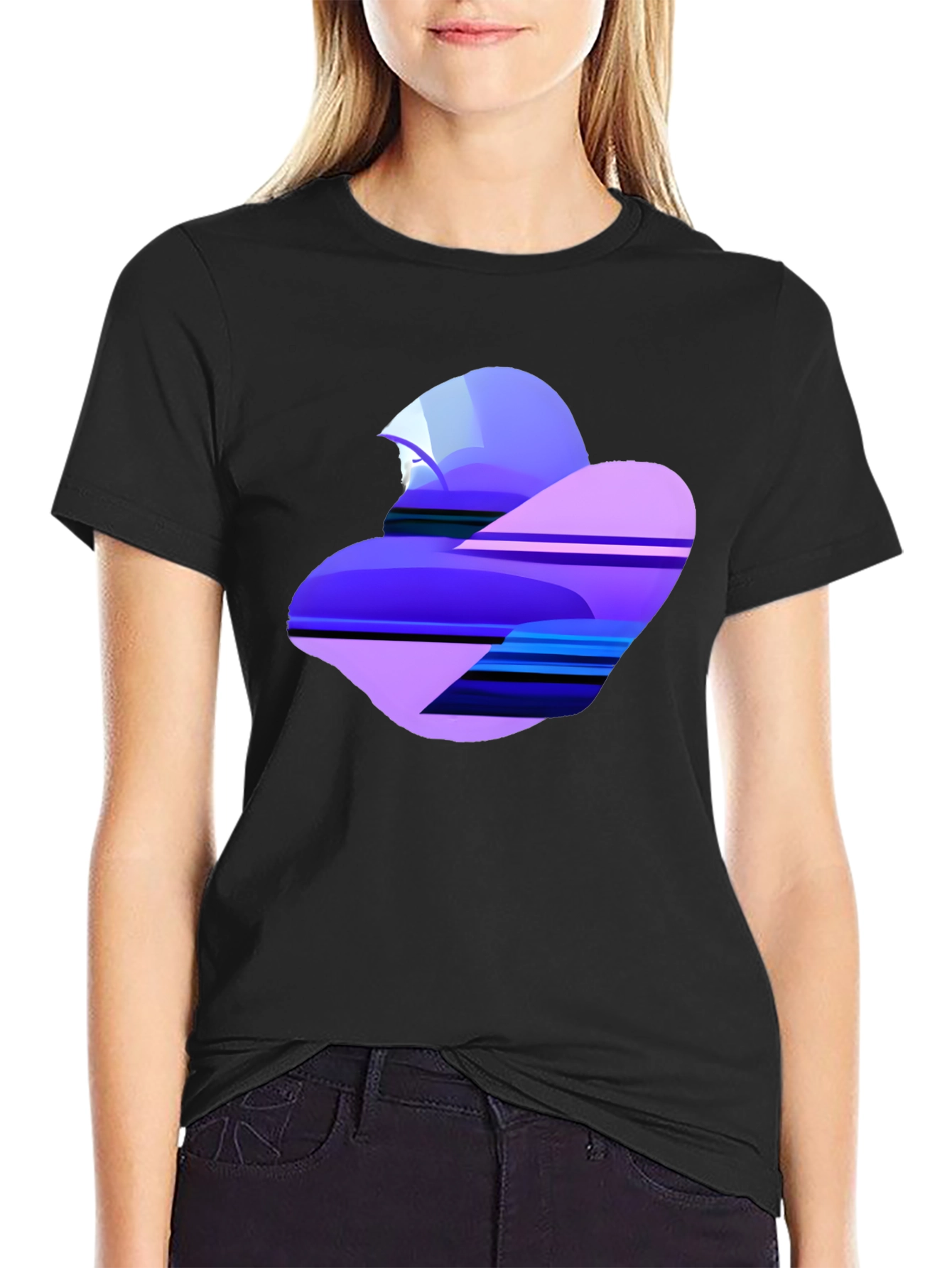 Abstract Heart Graphic Tee - Soft Black Cotton