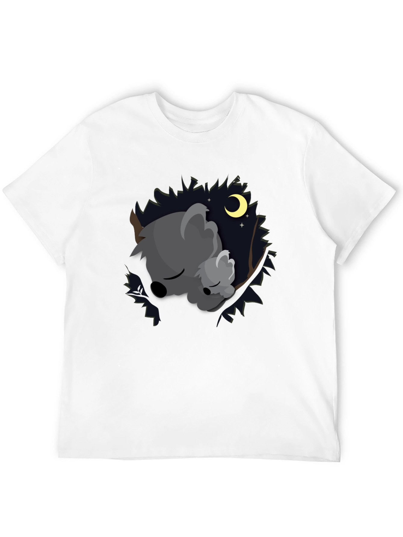 Cute Koala Moon Black T-Shirt