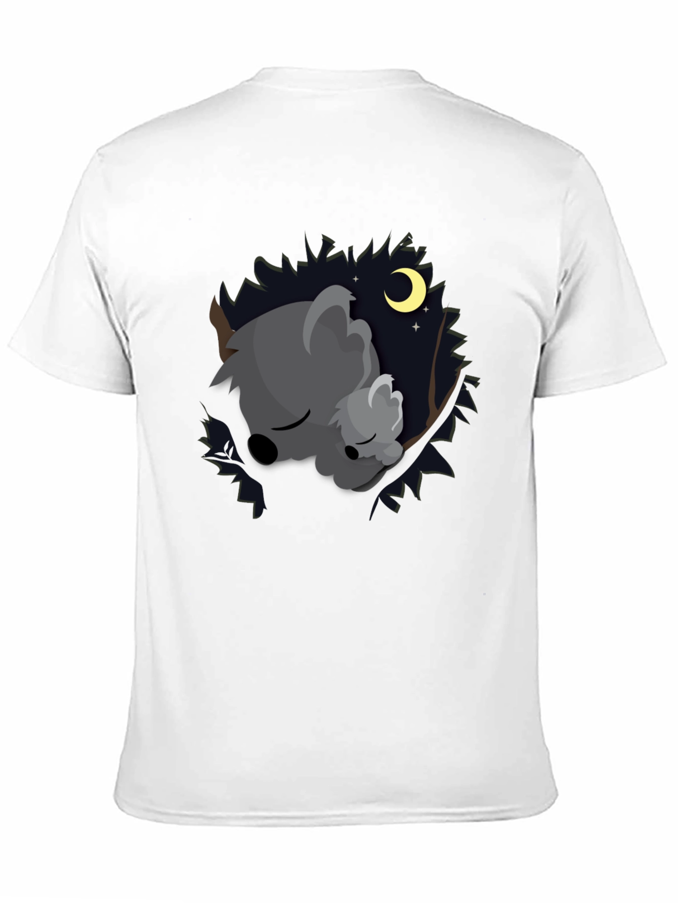 Cute Koala Moon Black T-Shirt
