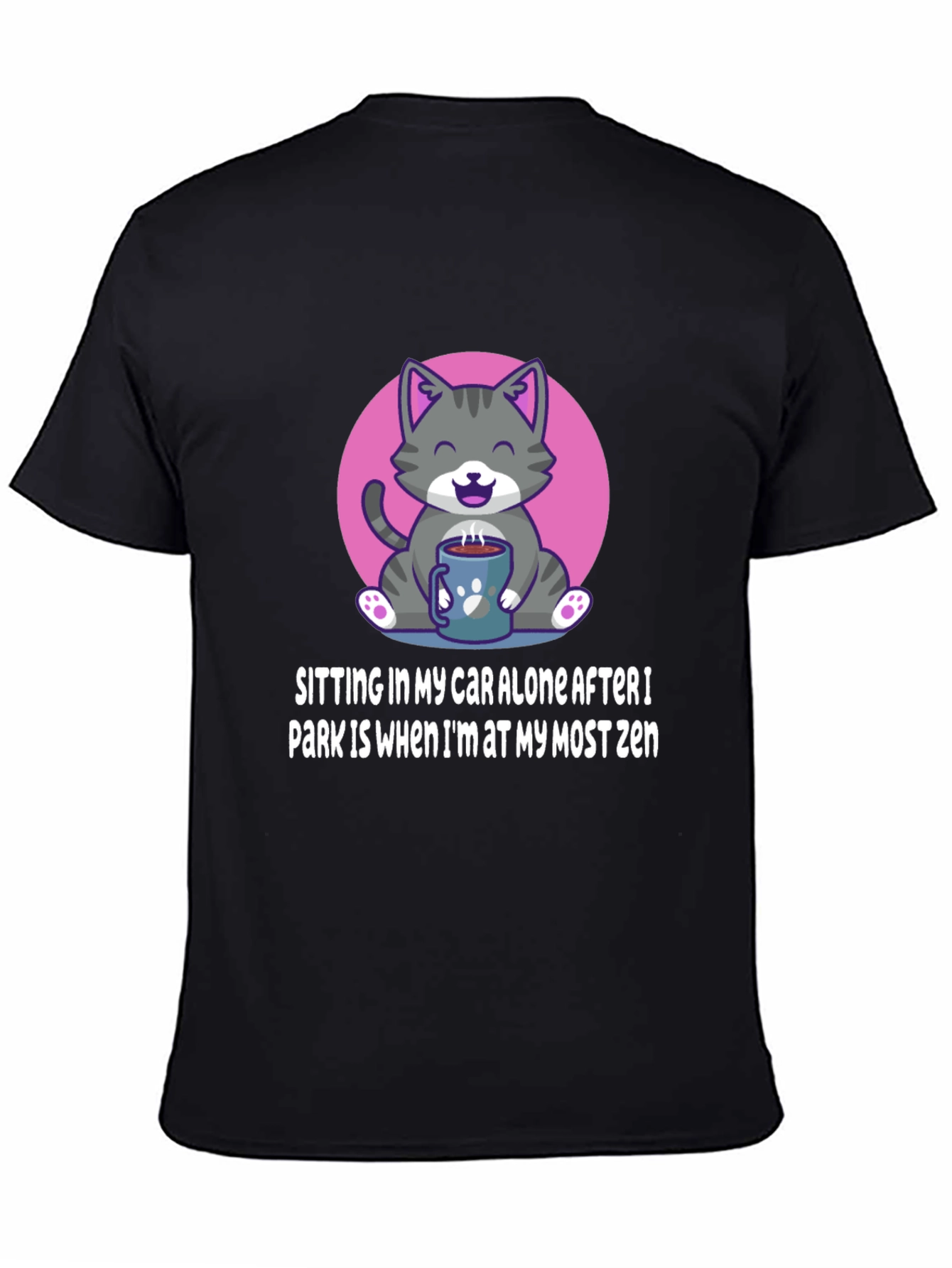 Zen Cat Car T-Shirt - Funny Slogan Tee
