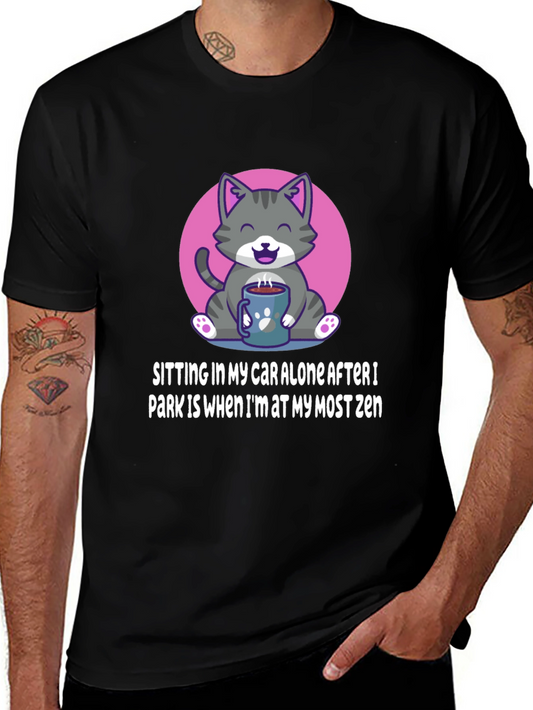 Zen Cat Car T-Shirt - Funny Slogan Tee