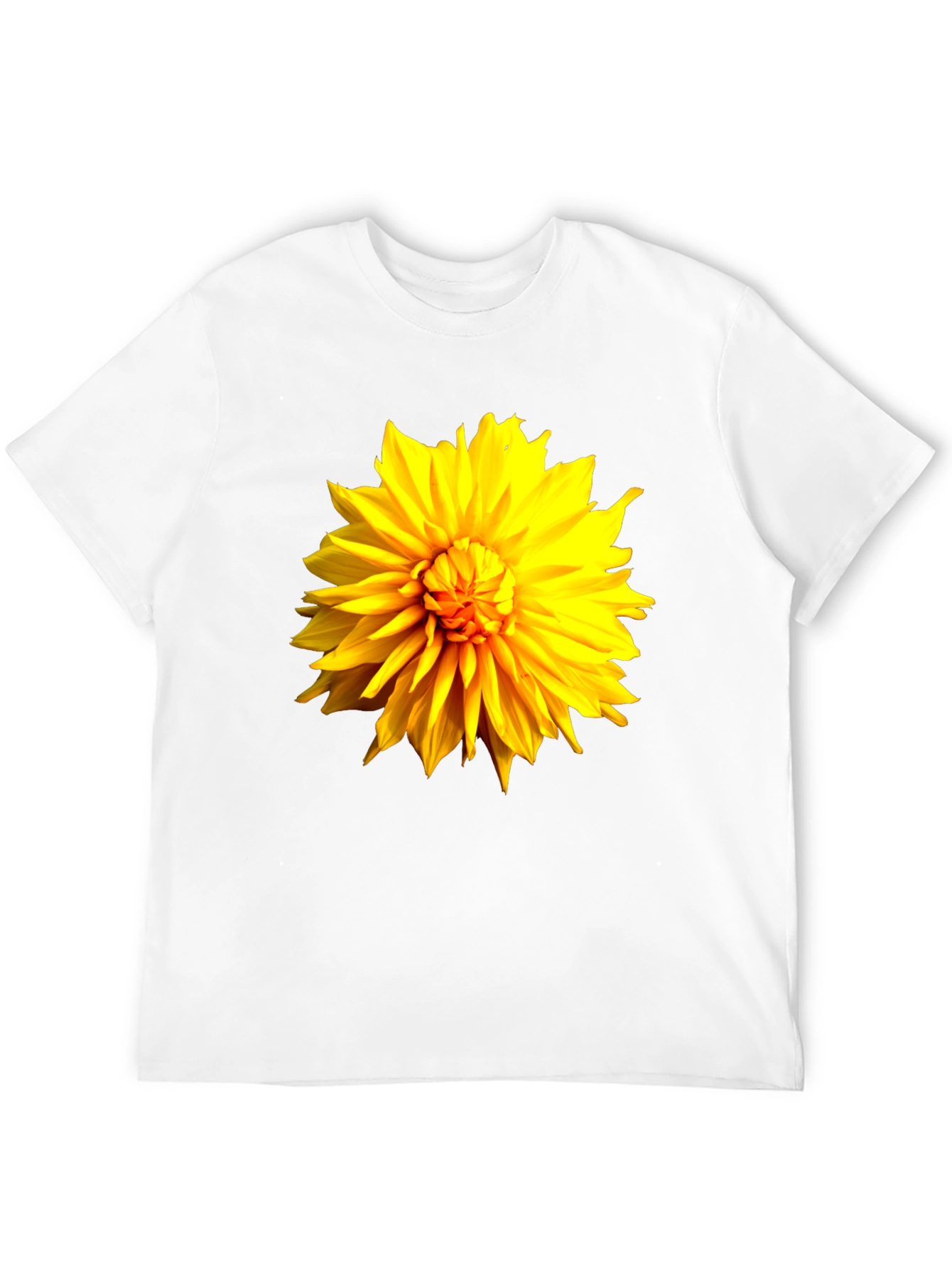 Black T-Shirt with Bright Yellow Flower Graphic