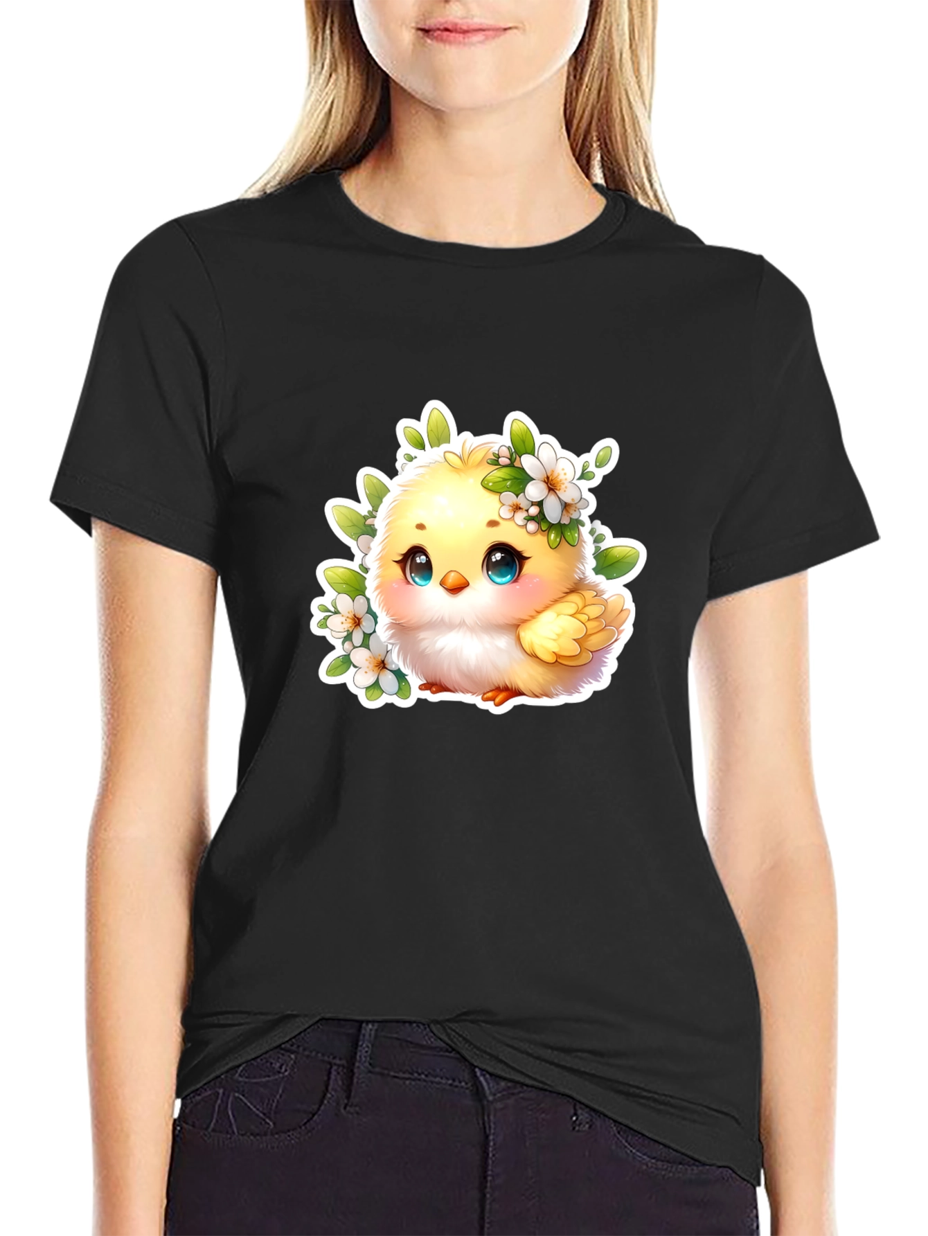 Cute Chick Graphic Tee - Black Unisex T-Shirt
