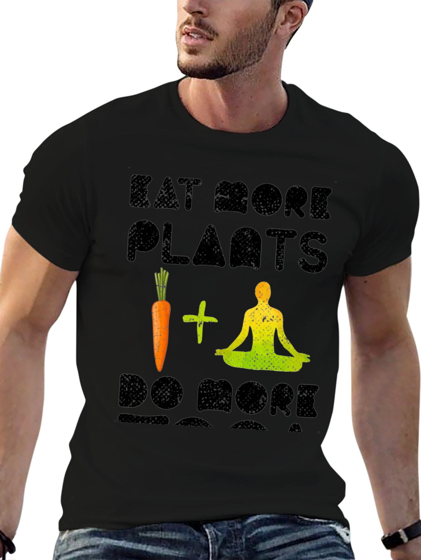 Eat More Plants Yoga Black T-Shirt