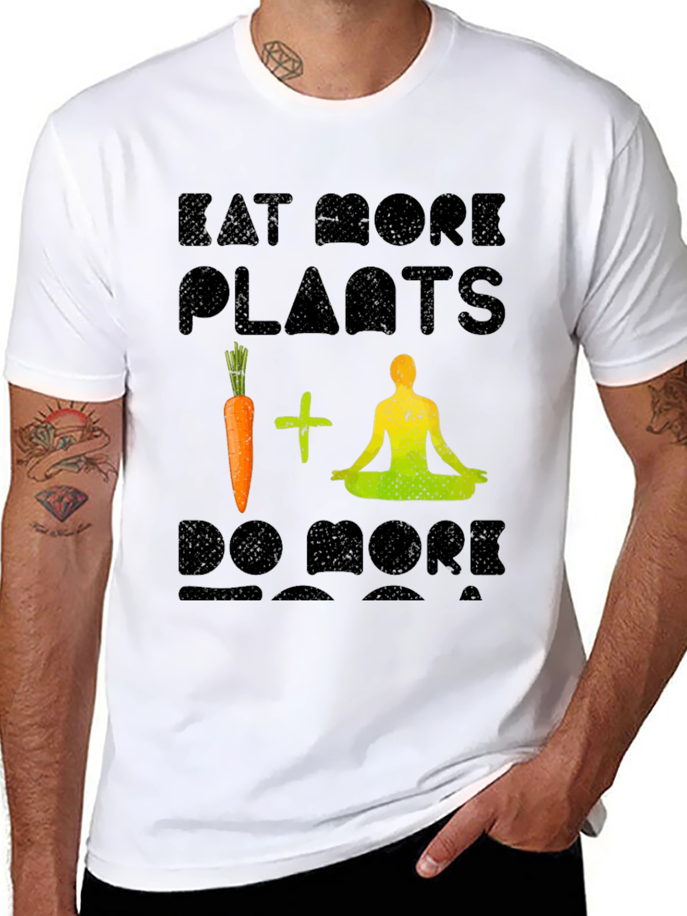 Eat More Plants Yoga Black T-Shirt