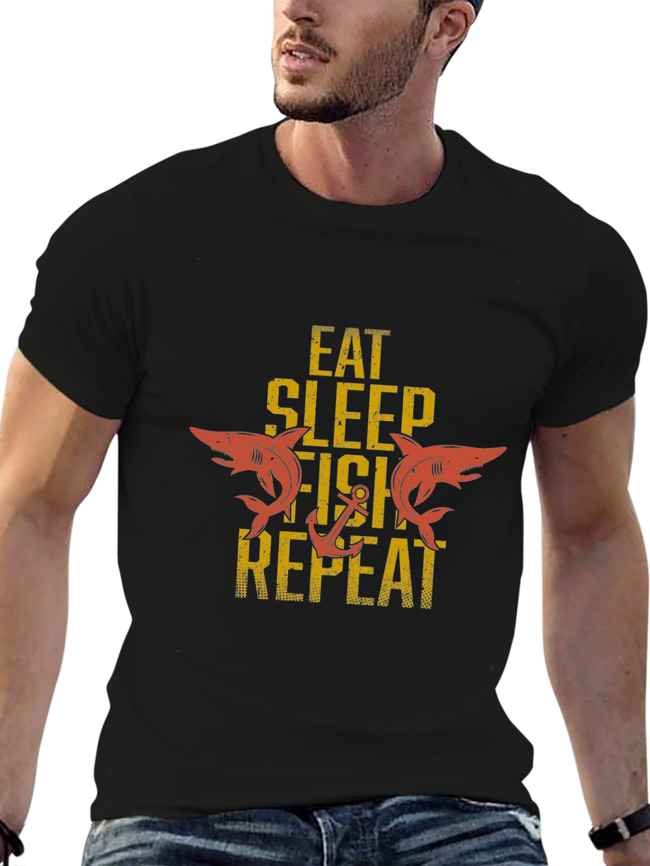 Eat Sleep Fish Repeat Graphic T-Shirt