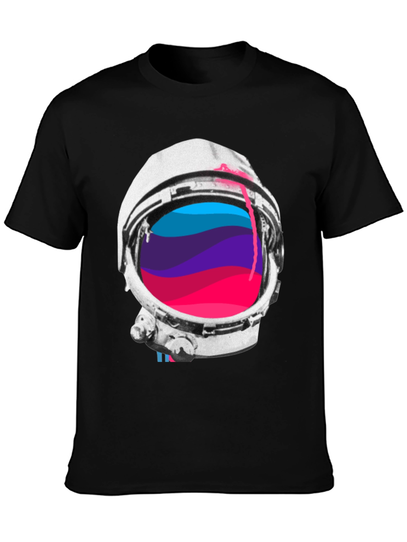 Astronaut Helmet Graphic Tee - Black Crew Neck