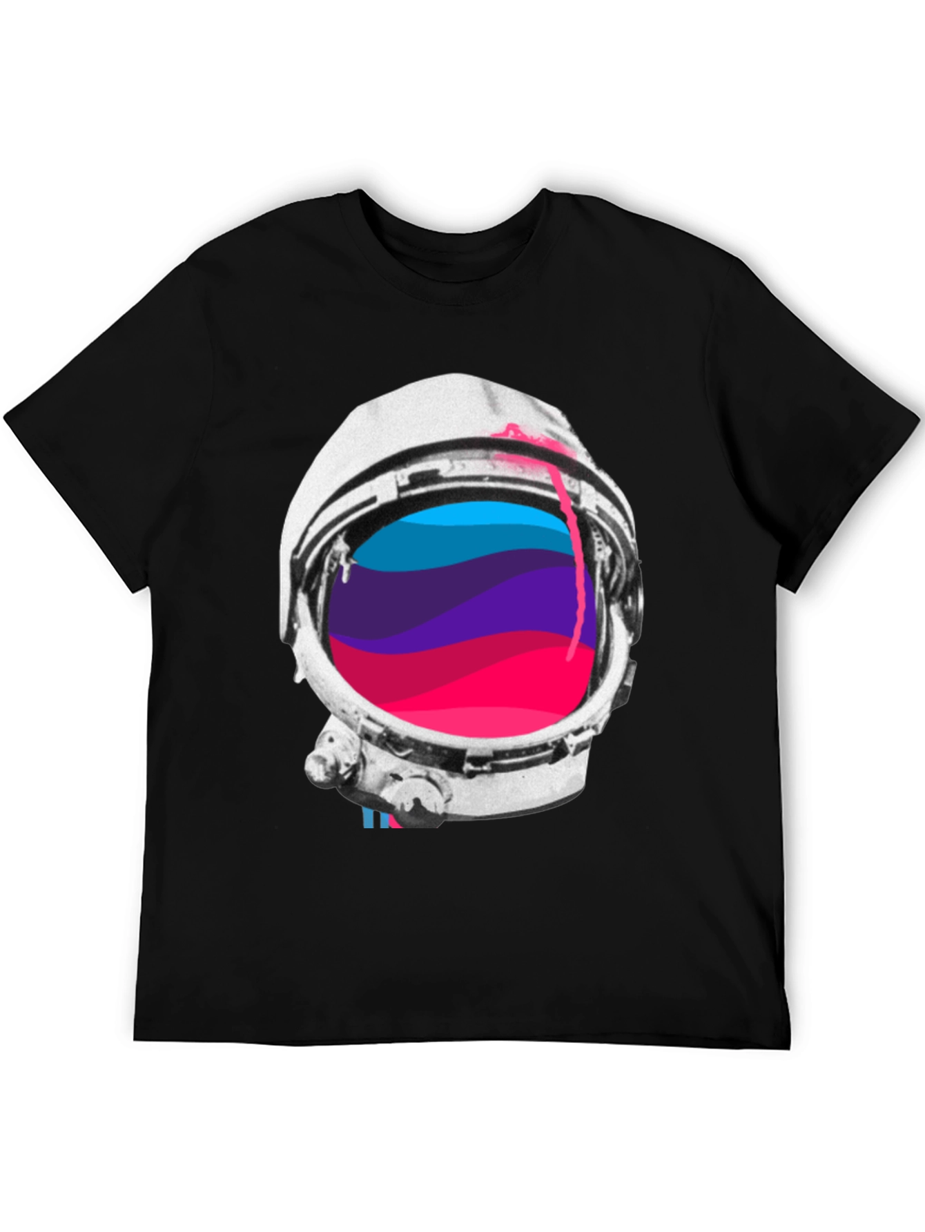 Astronaut Helmet Graphic Tee - Black Crew Neck