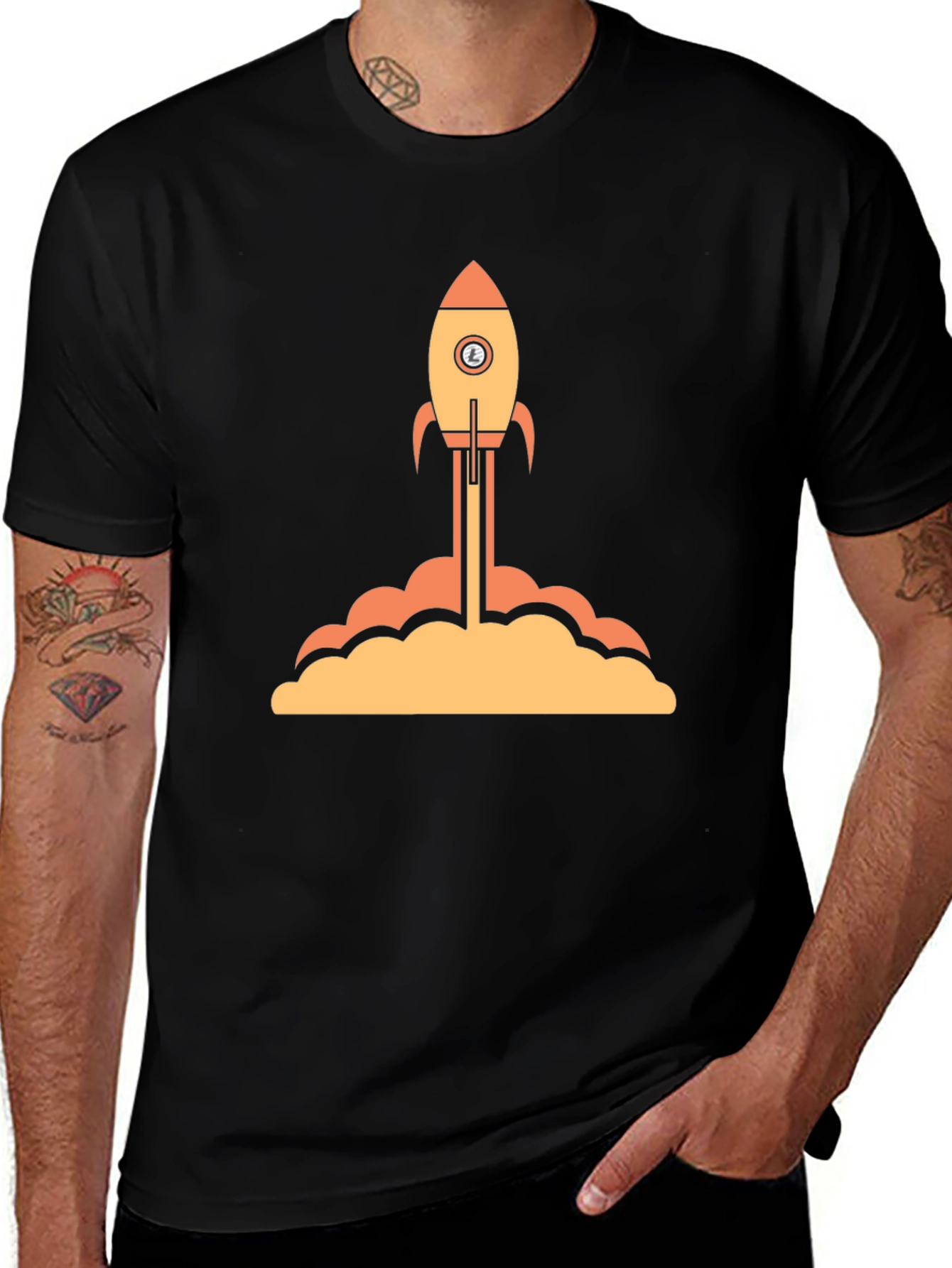 Rocket Launch Graphic Tee - Black Cotton T-Shirt