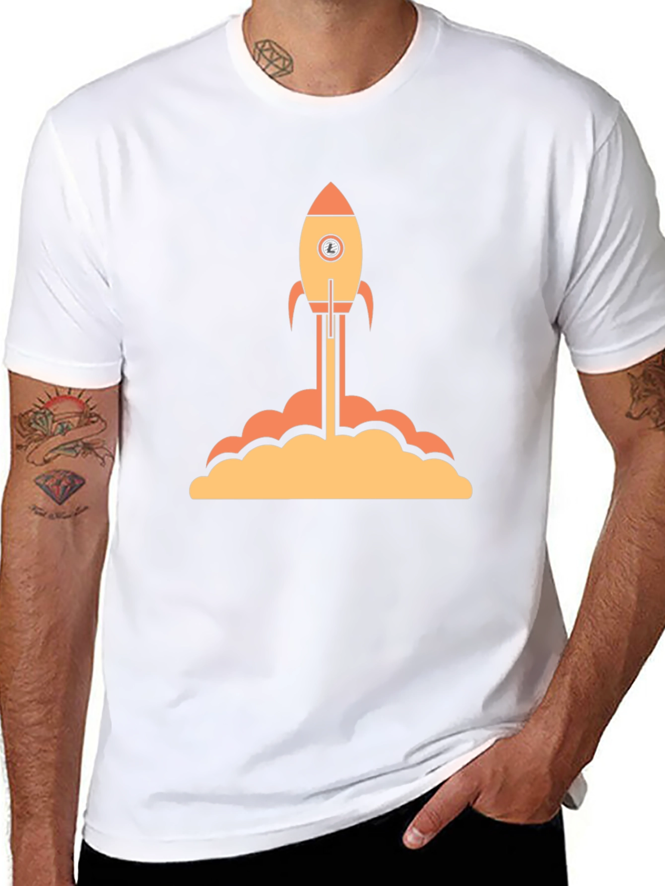 Rocket Launch Graphic Tee - Black Cotton T-Shirt
