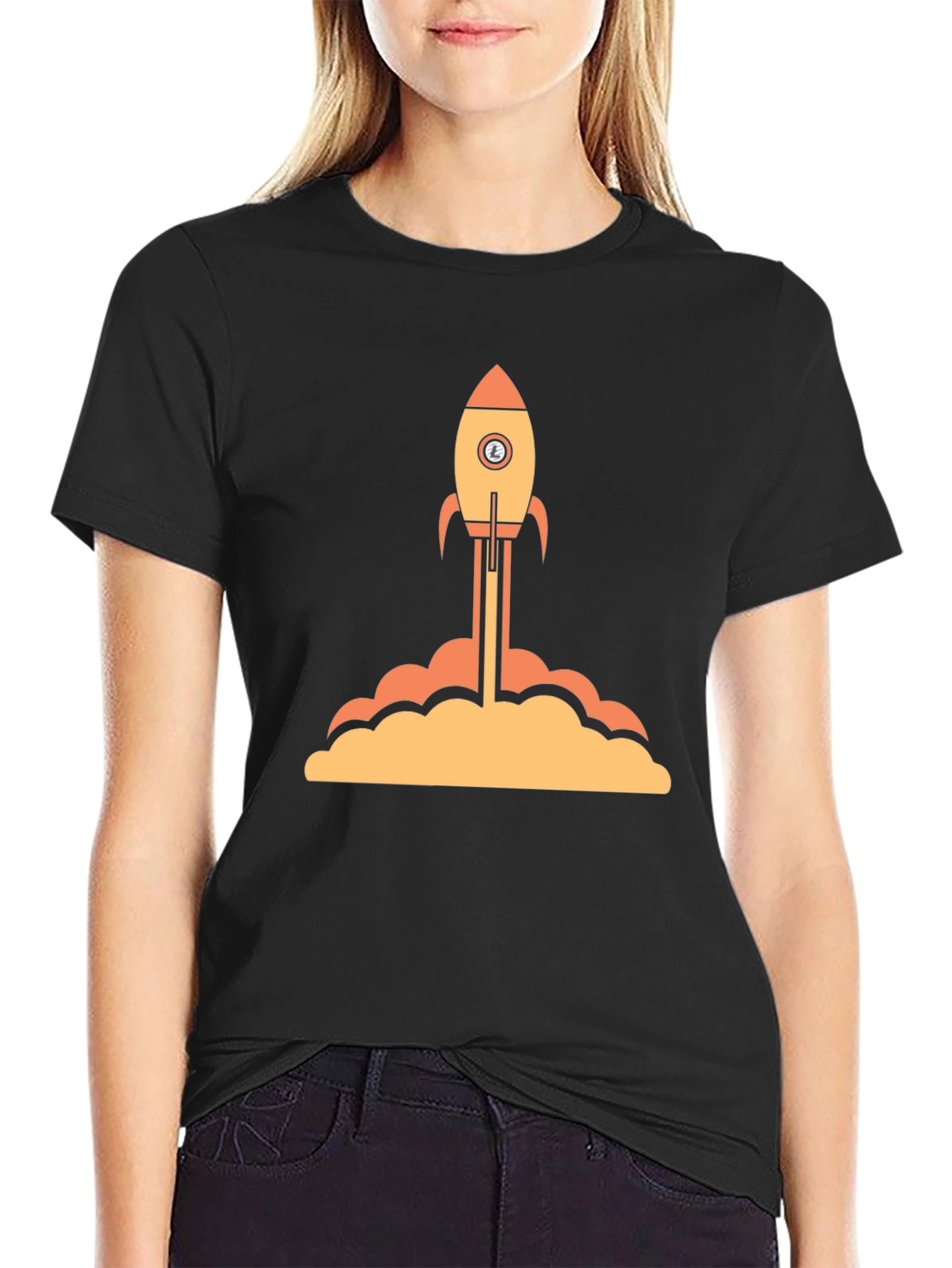 Rocket Launch Graphic Tee - Black Cotton T-Shirt