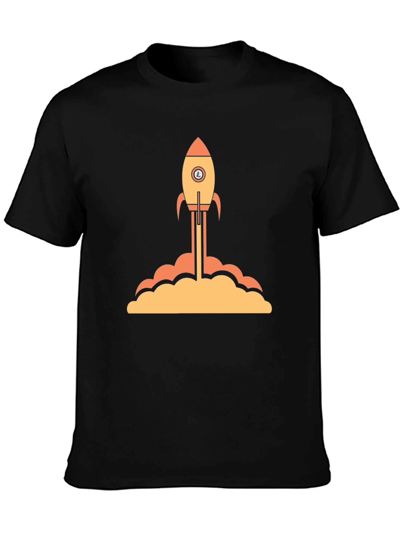 Rocket Launch Graphic Tee - Black Cotton T-Shirt