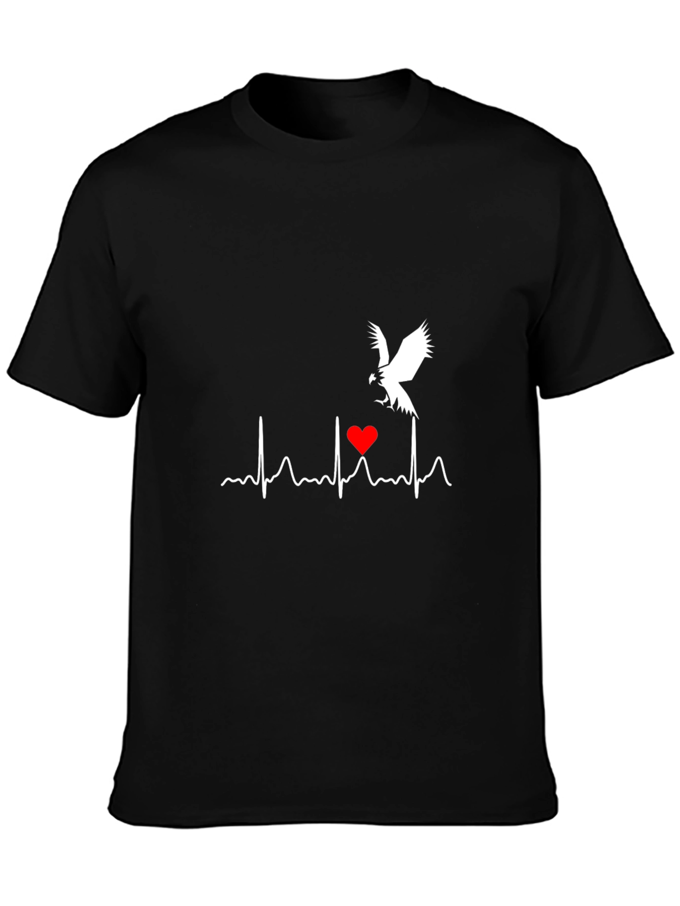 Heartbeat Eagle Graphic Tee - Black Cotton Blend