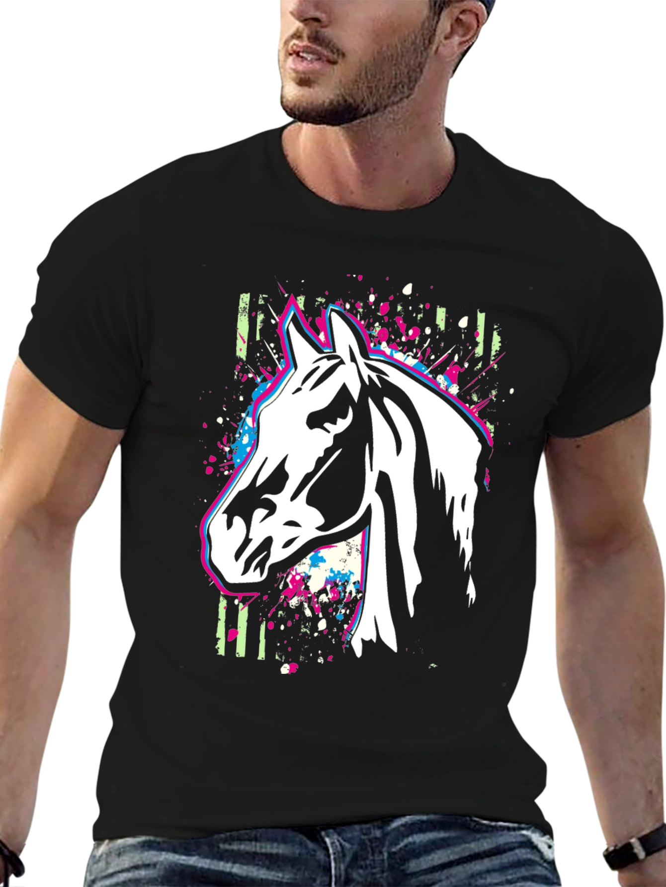 Horse Graphic T-Shirt - Stylish Animal Print Tee