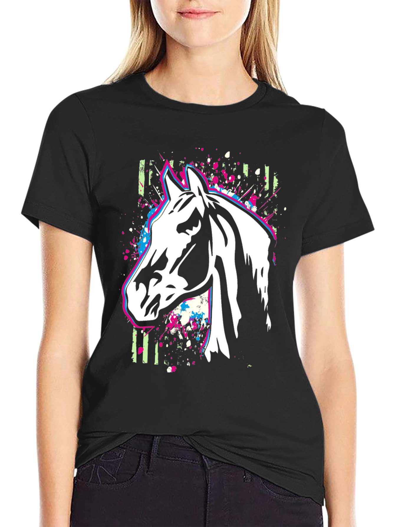 Horse Graphic T-Shirt - Stylish Animal Print Tee