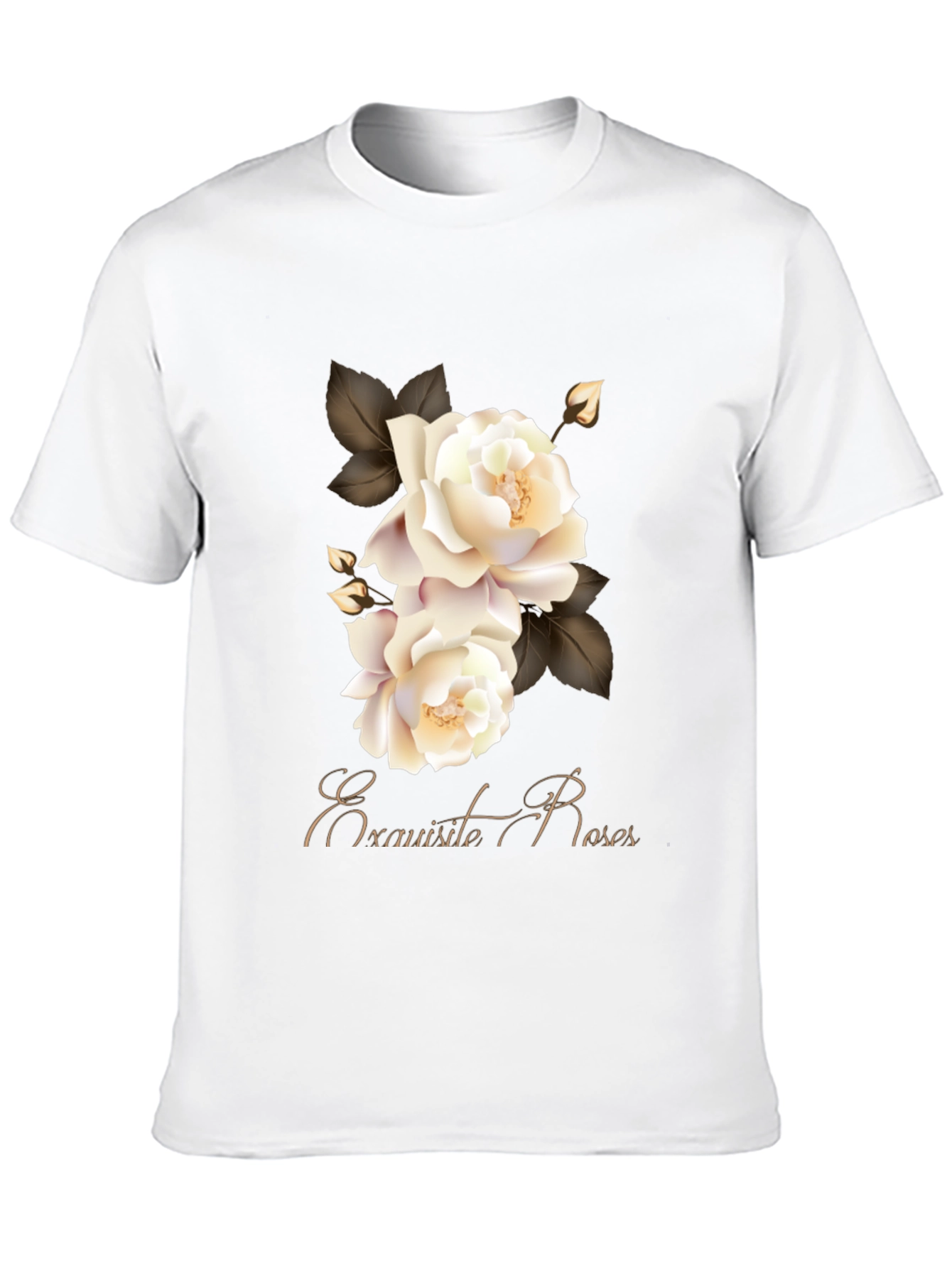 Exquisite Roses Graphic Black T-Shirt
