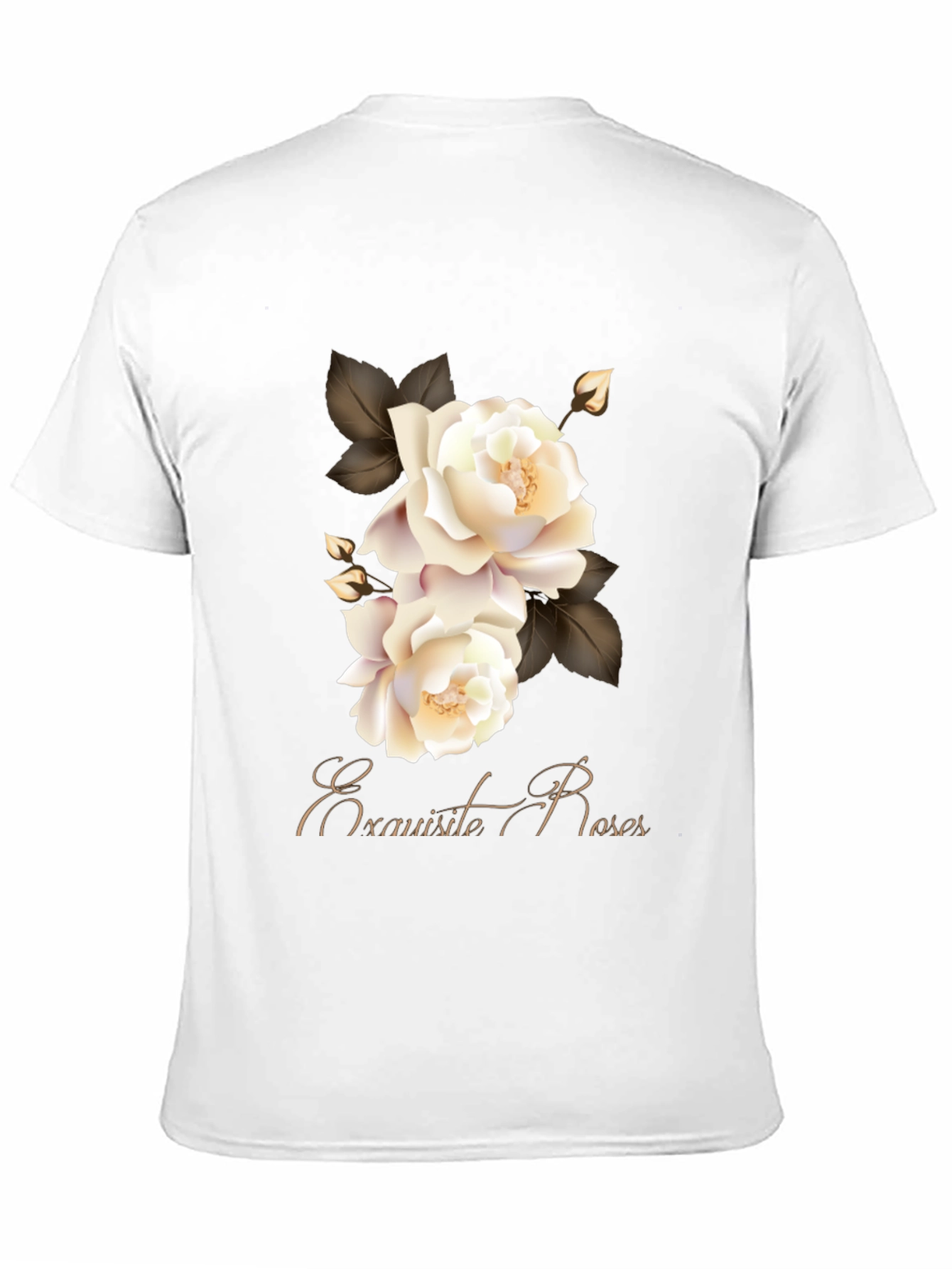 Exquisite Roses Graphic Black T-Shirt