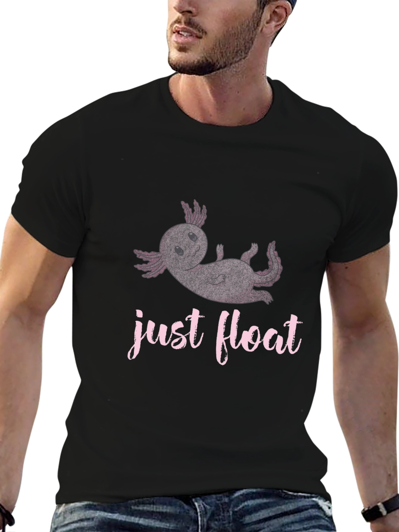 Just Float Axolotl Black T-Shirt