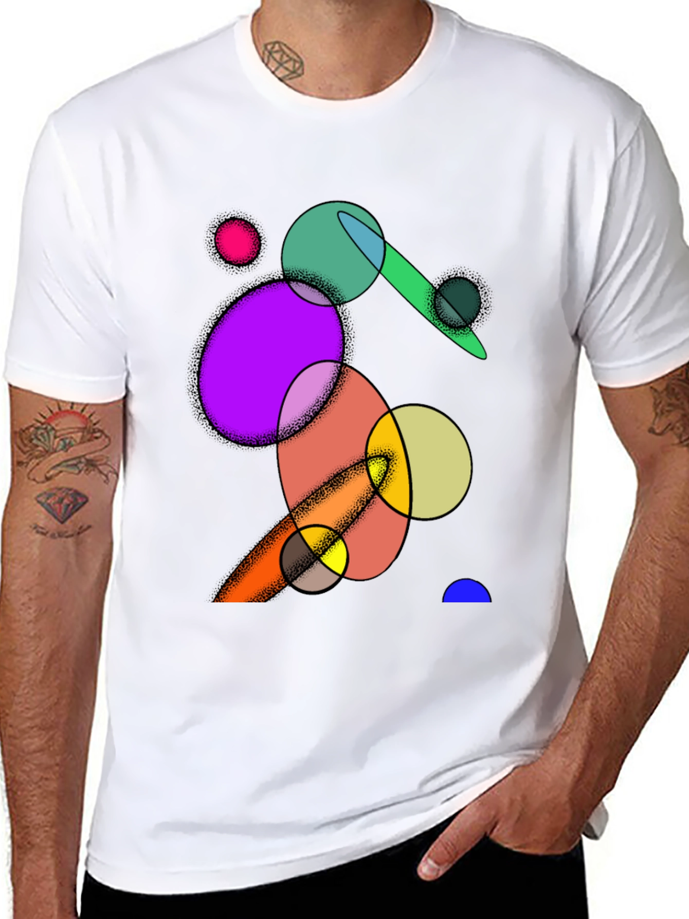 Abstract Circles Graphic Black T-Shirt