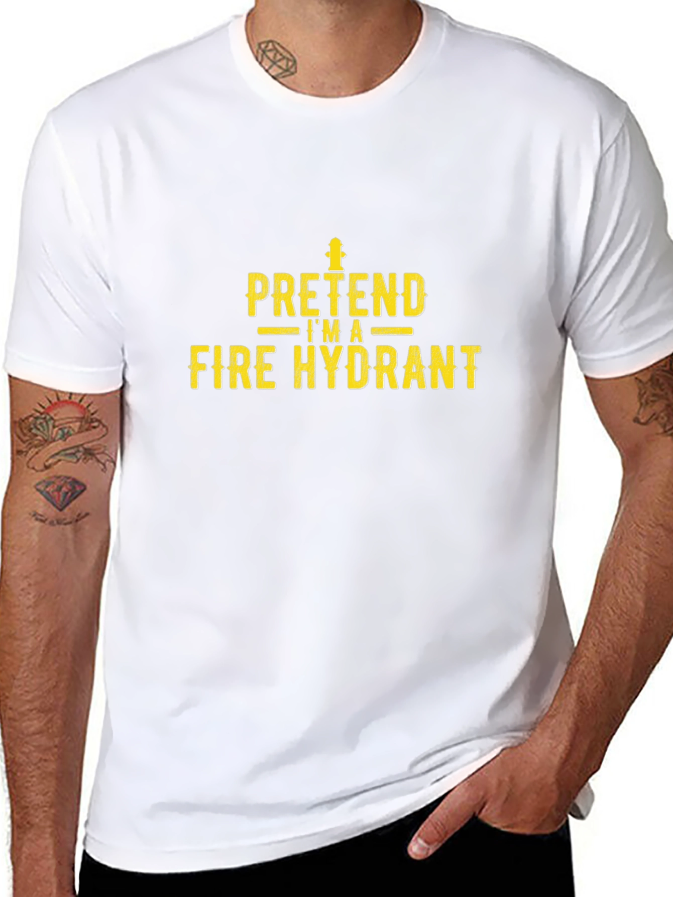 Pretend Im A Fire Hydrant Funny Black T-Shirt