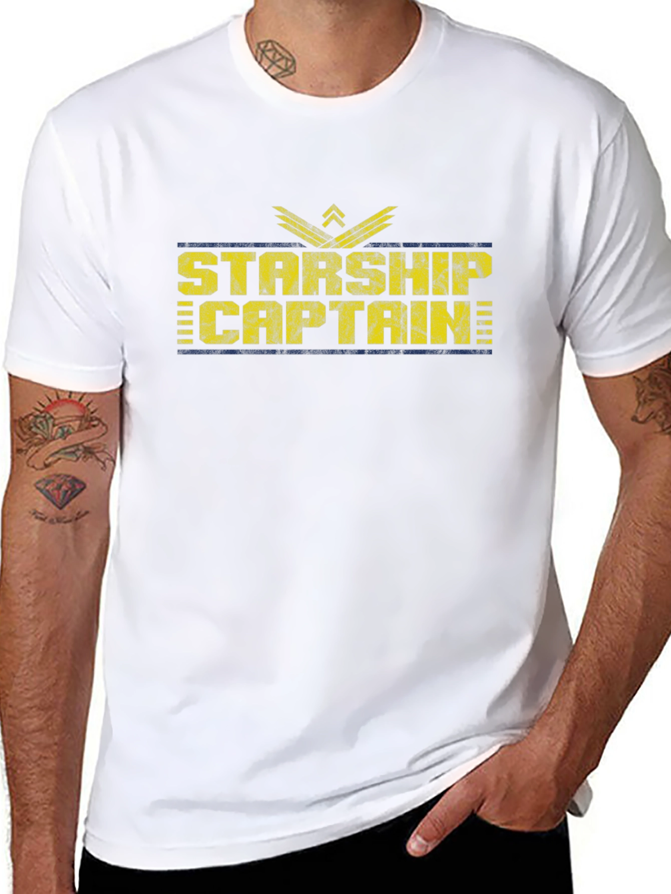 Starship Captain Black Graphic T-Shirt