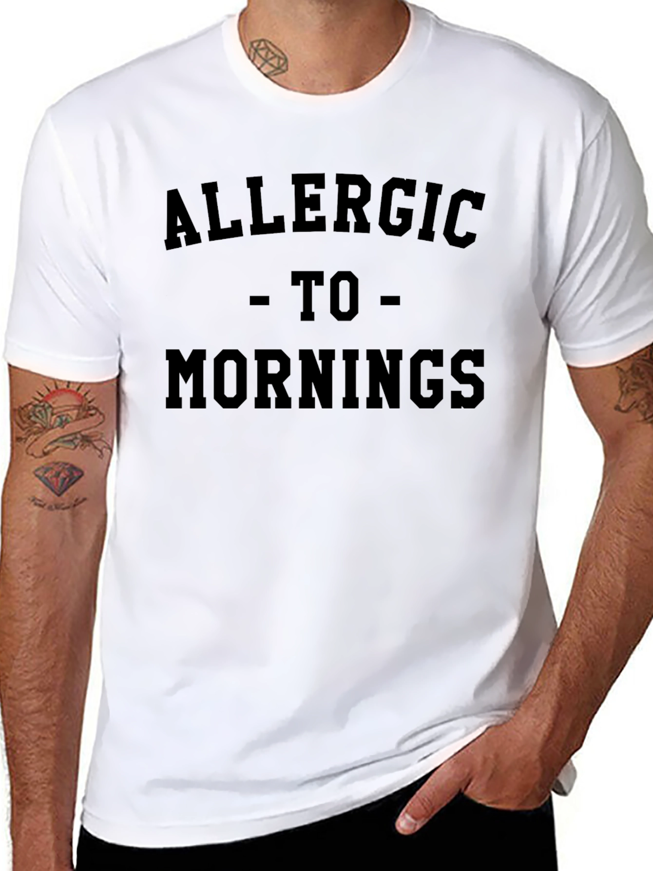 Allergic to Mornings T-Shirt - Funny Slogan Tee