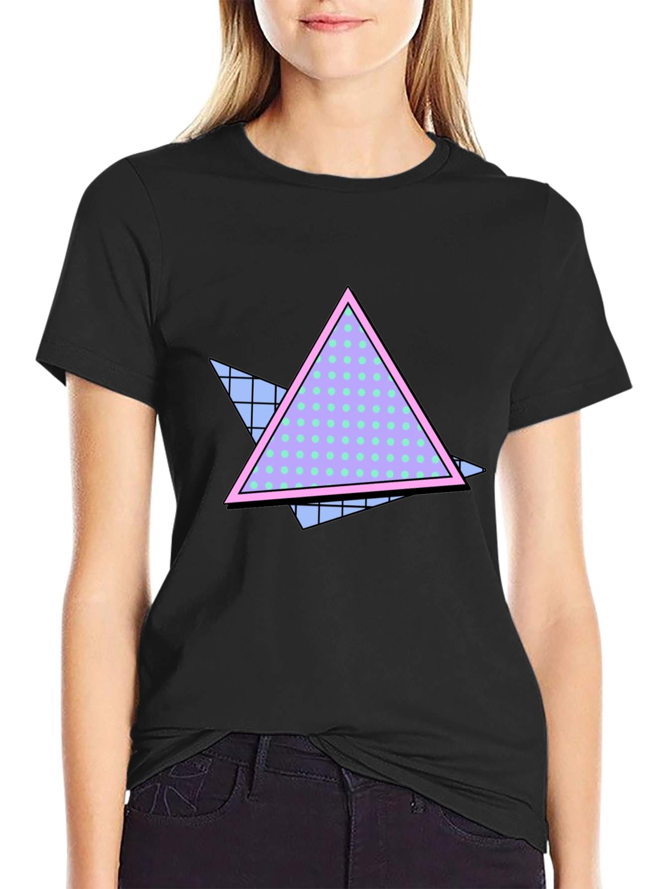 Retro Triangle Graphic Black T-Shirt