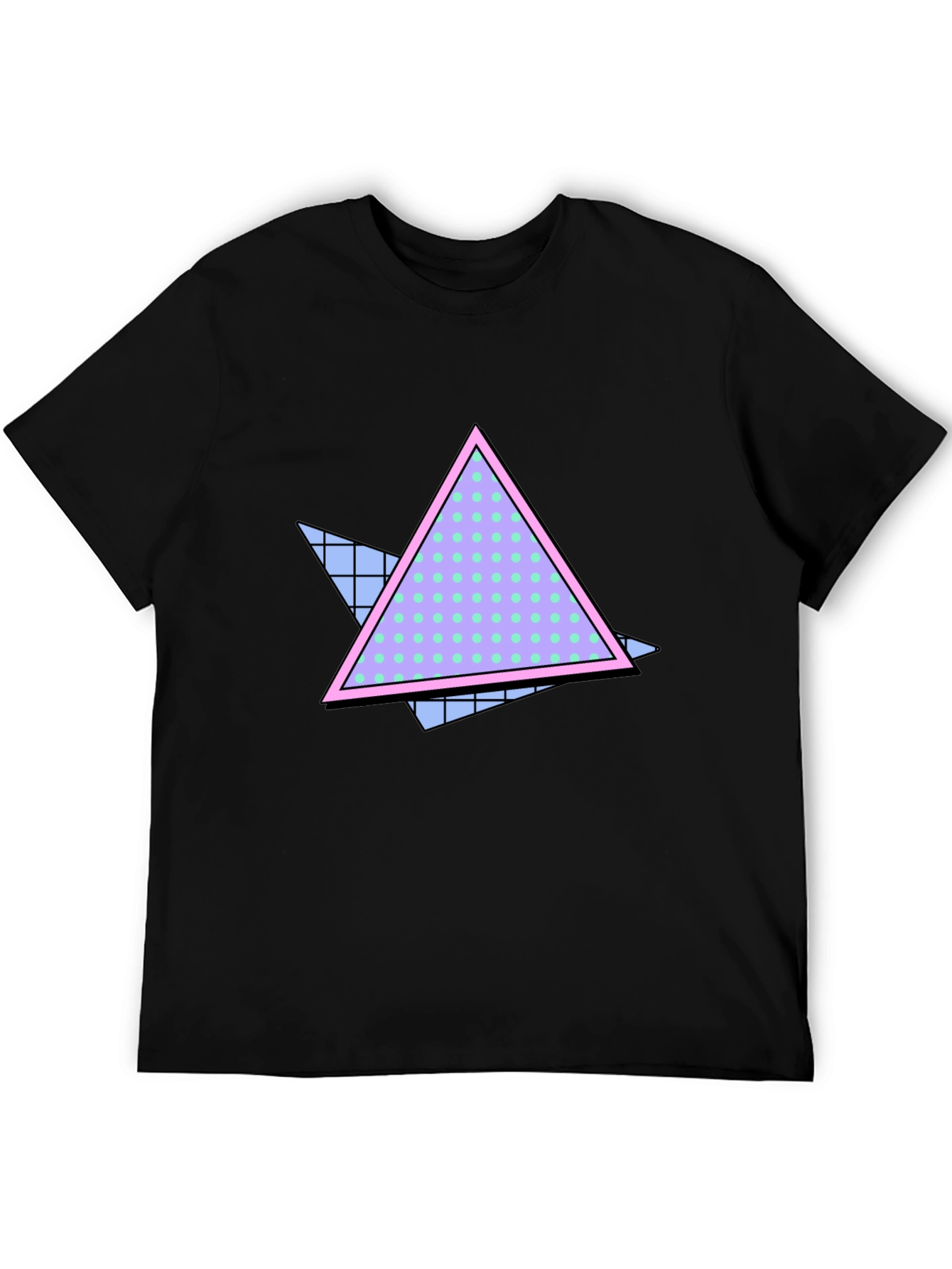 Retro Triangle Graphic Black T-Shirt
