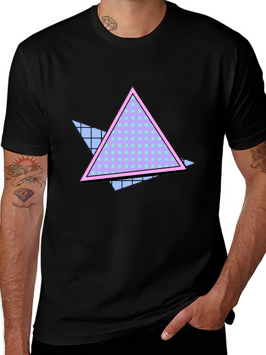 Retro Triangle Graphic Black T-Shirt