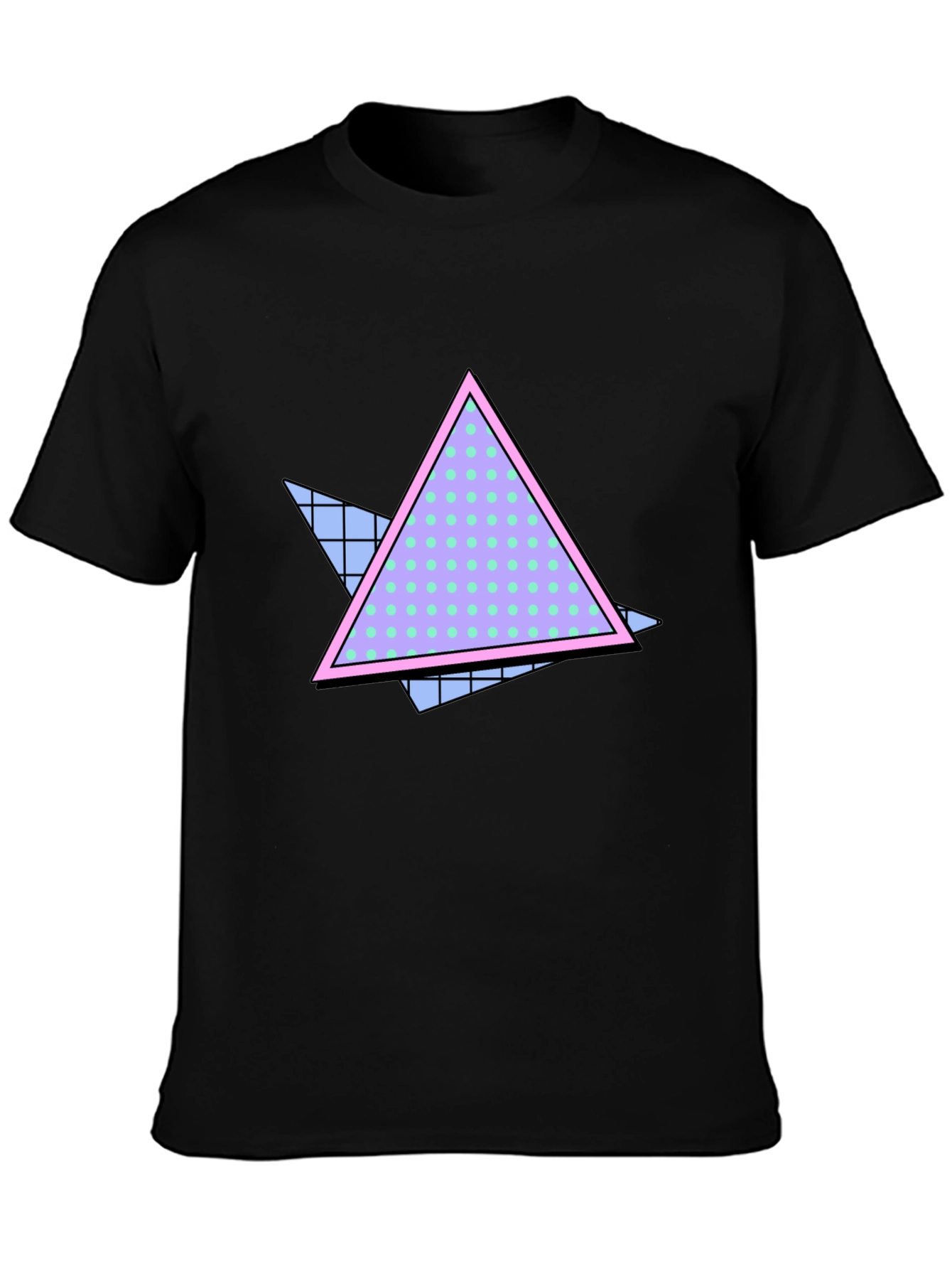 Retro Triangle Graphic Black T-Shirt