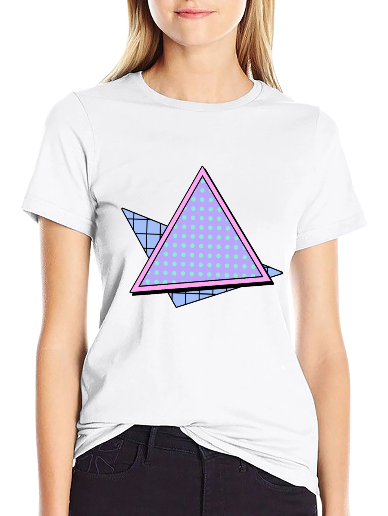 Retro Triangle Graphic Black T-Shirt