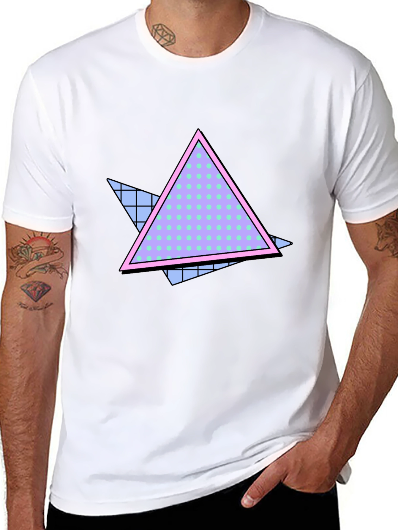 Retro Triangle Graphic Black T-Shirt