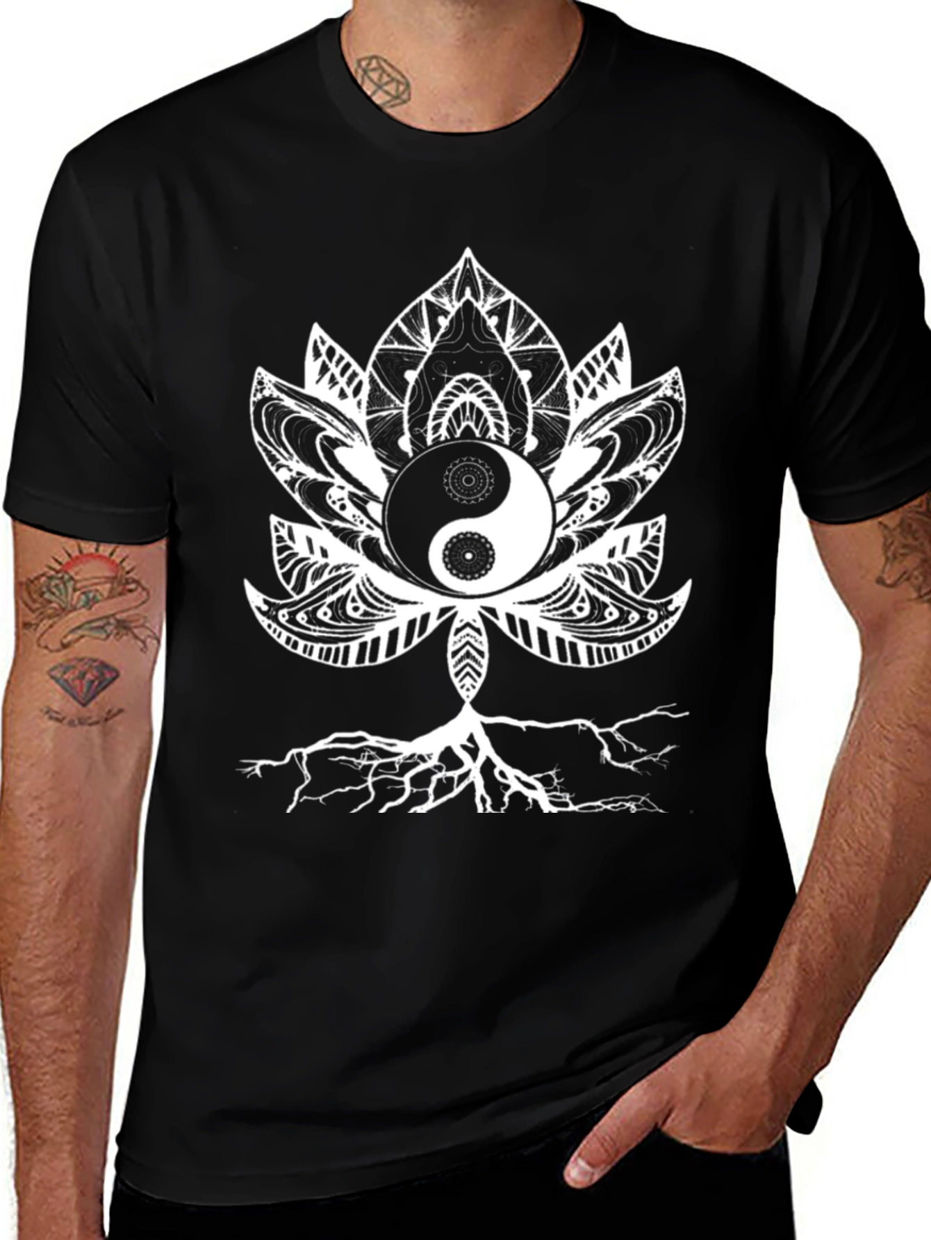 Yin Yang Lotus Root T-Shirt - Zen Style