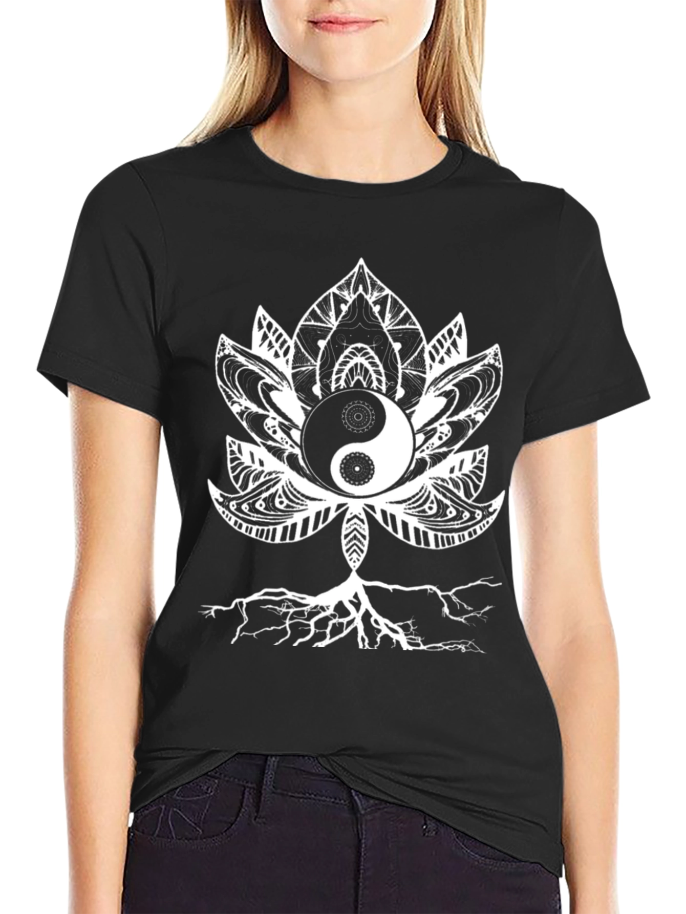 Yin Yang Lotus Root T-Shirt - Zen Style
