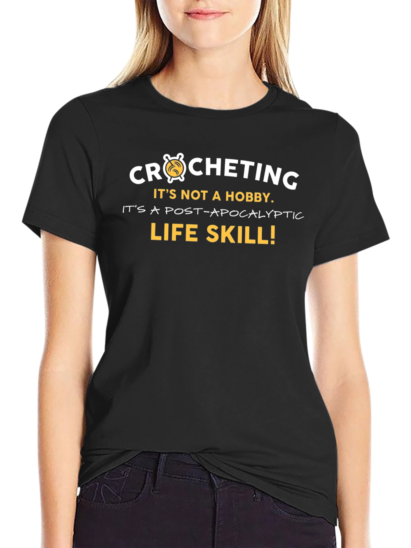 Crocheting Post-Apocalyptic Life Skill Graphic Tee