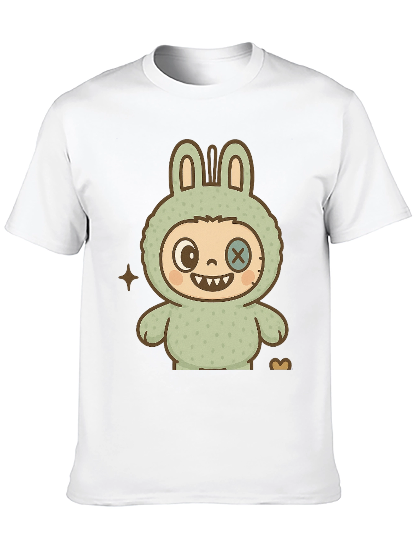 Cute Monster Bunny Graphic Tee - Black