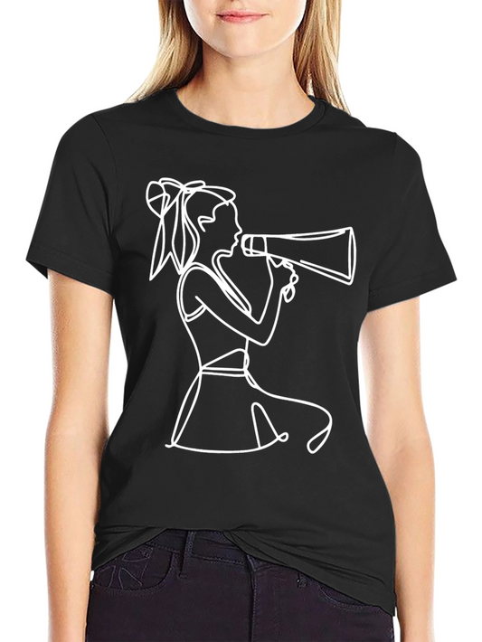 Cheerleader Graphic Tee - Modern Line Art Design
