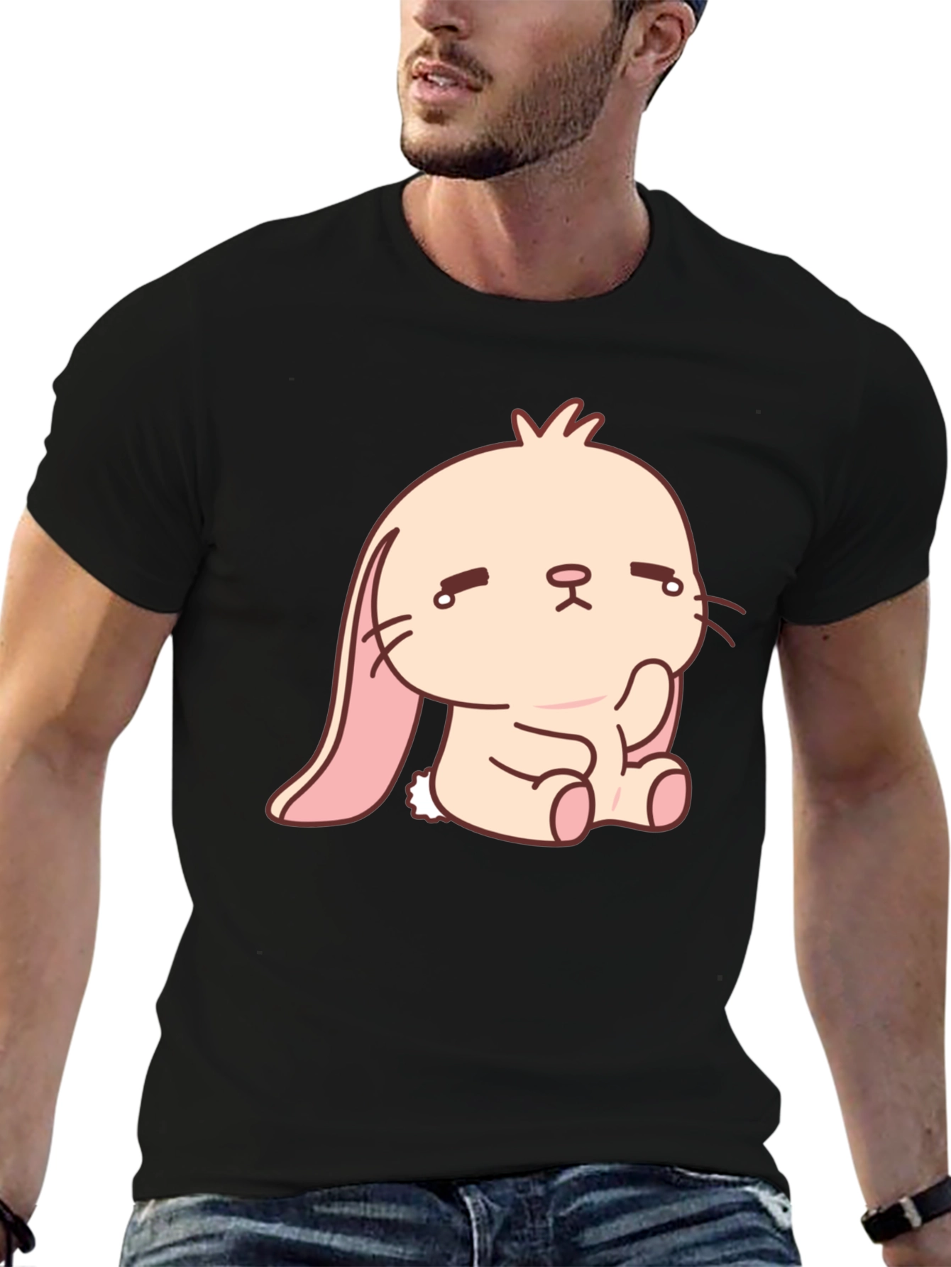 Sad Bunny Graphic Tee - Black Cotton Comfort