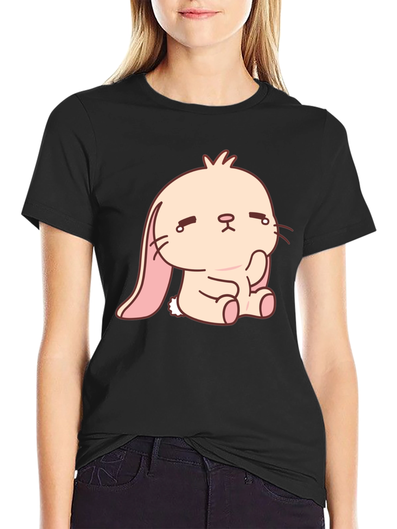 Sad Bunny Graphic Tee - Black Cotton Comfort