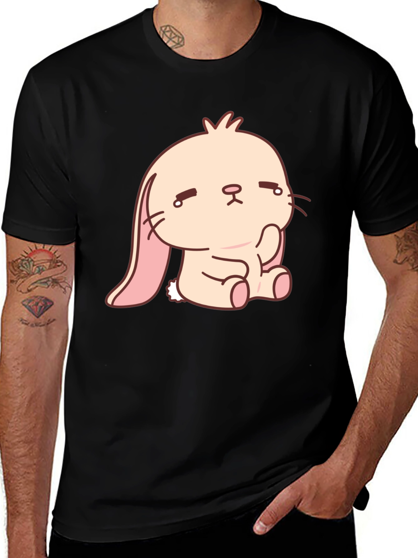 Sad Bunny Graphic Tee - Black Cotton Comfort