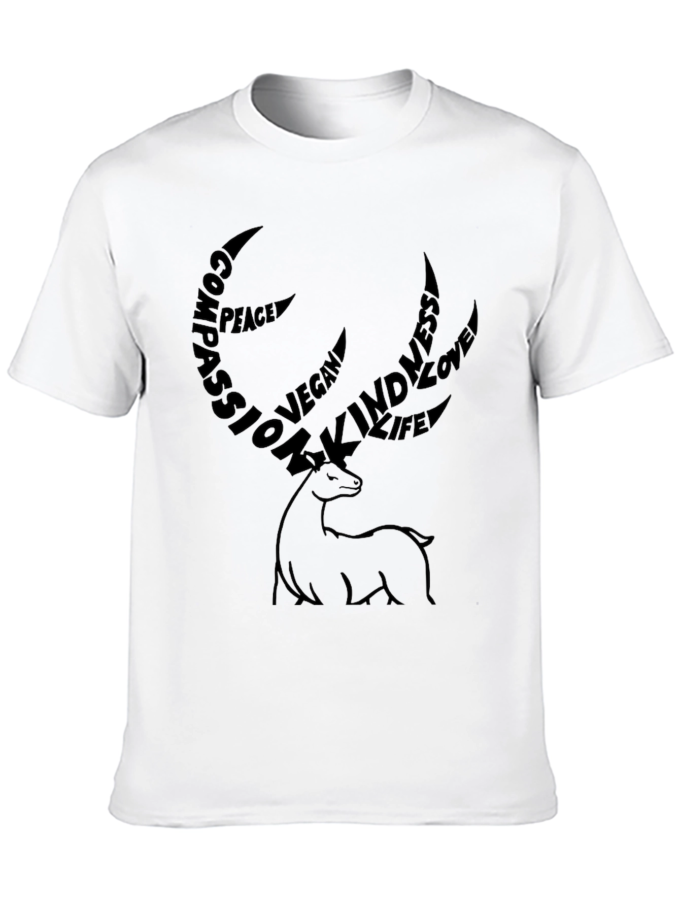 Vegan Deer Graphic Tee - Compassion Kindness Love