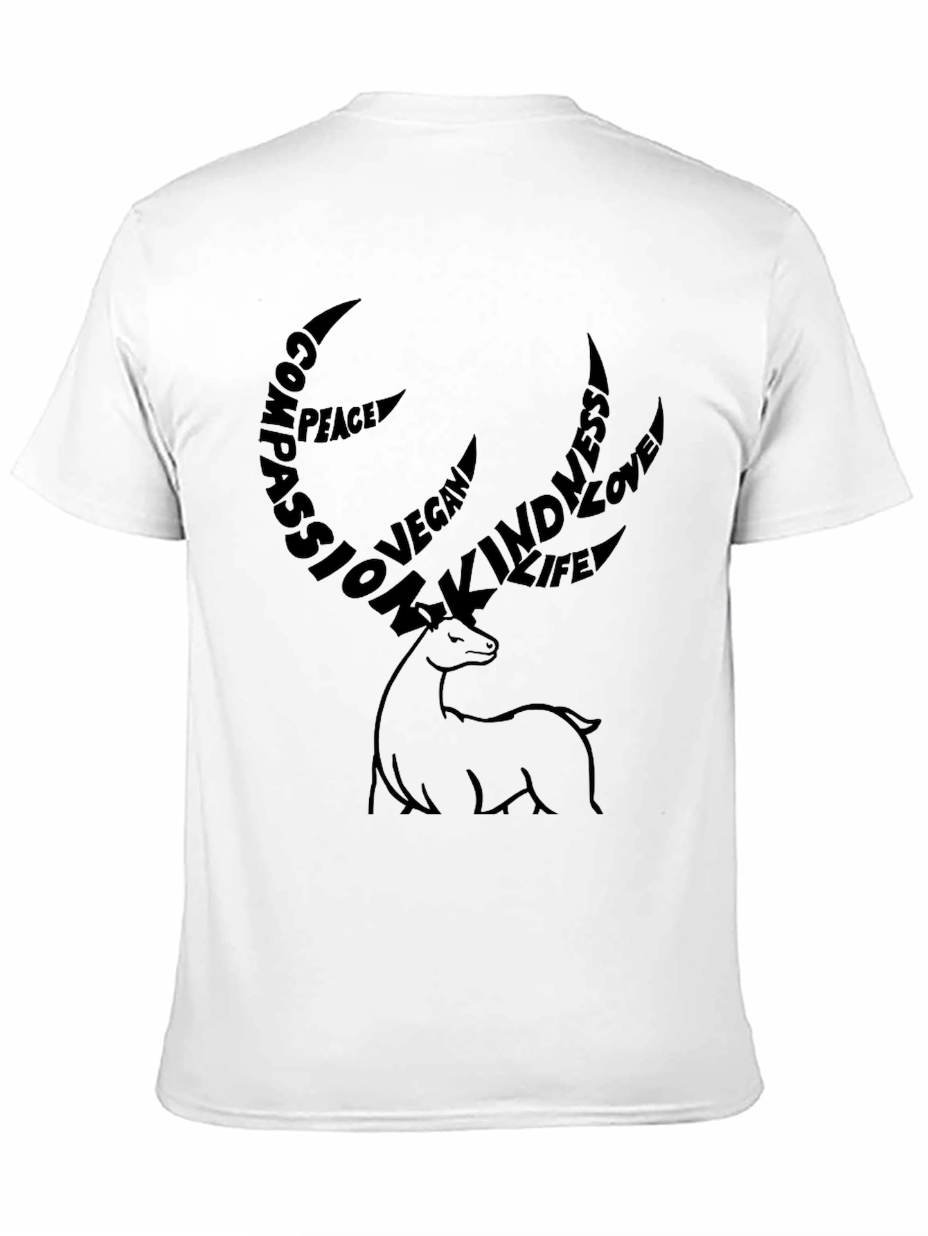 Vegan Deer Graphic Tee - Compassion Kindness Love