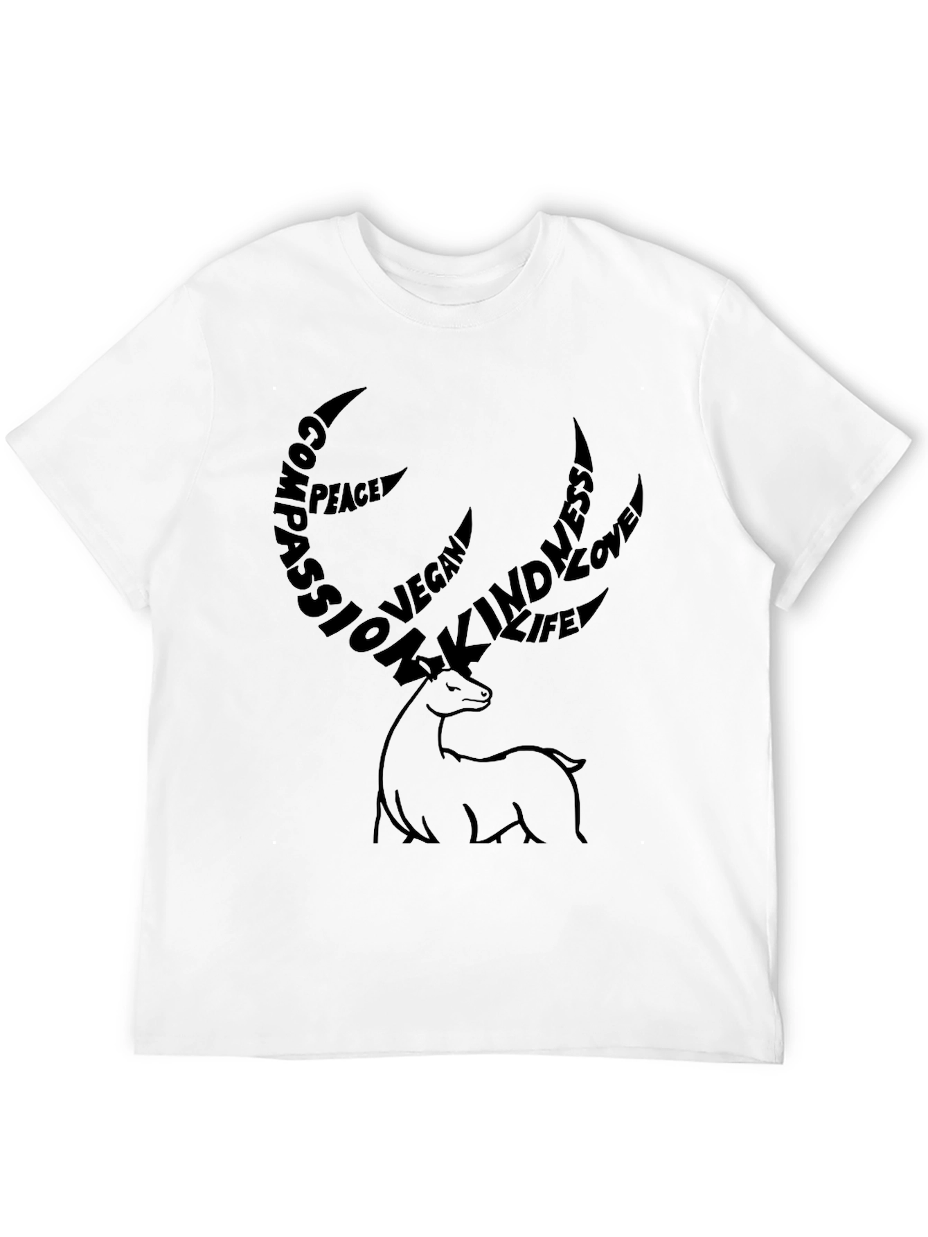 Vegan Deer Graphic Tee - Compassion Kindness Love